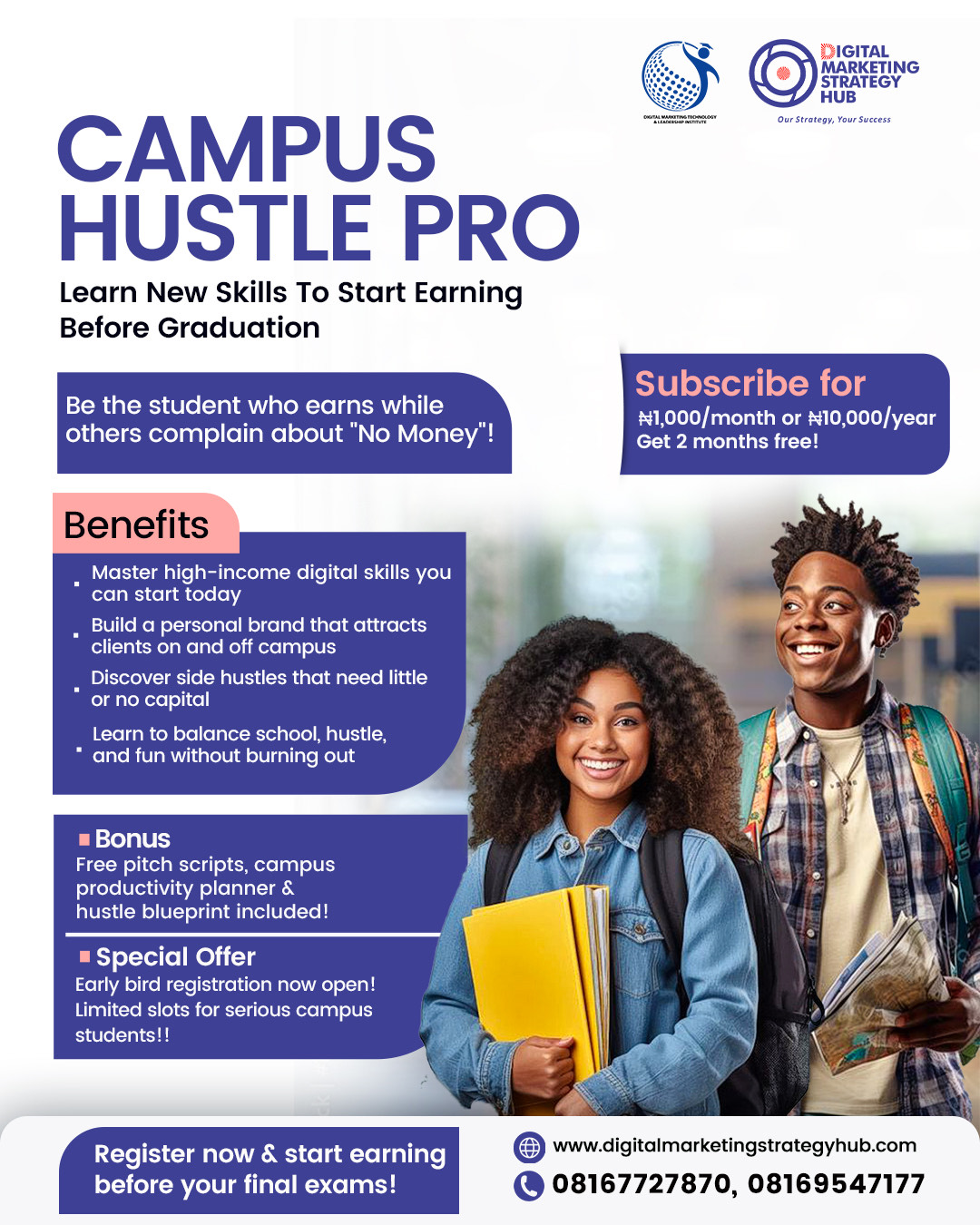 CAMPUS HUSTLE PRO: Learn the Skills to Start Earning Before Graduation